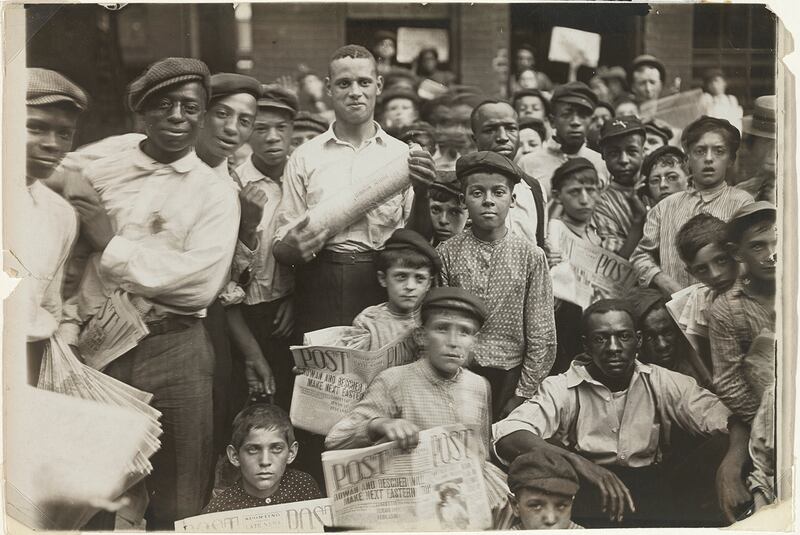 Lewis Wickes Hine’s Newsboys in Cinncinati, 1908. Gelatin silver print. Bank of America Collection