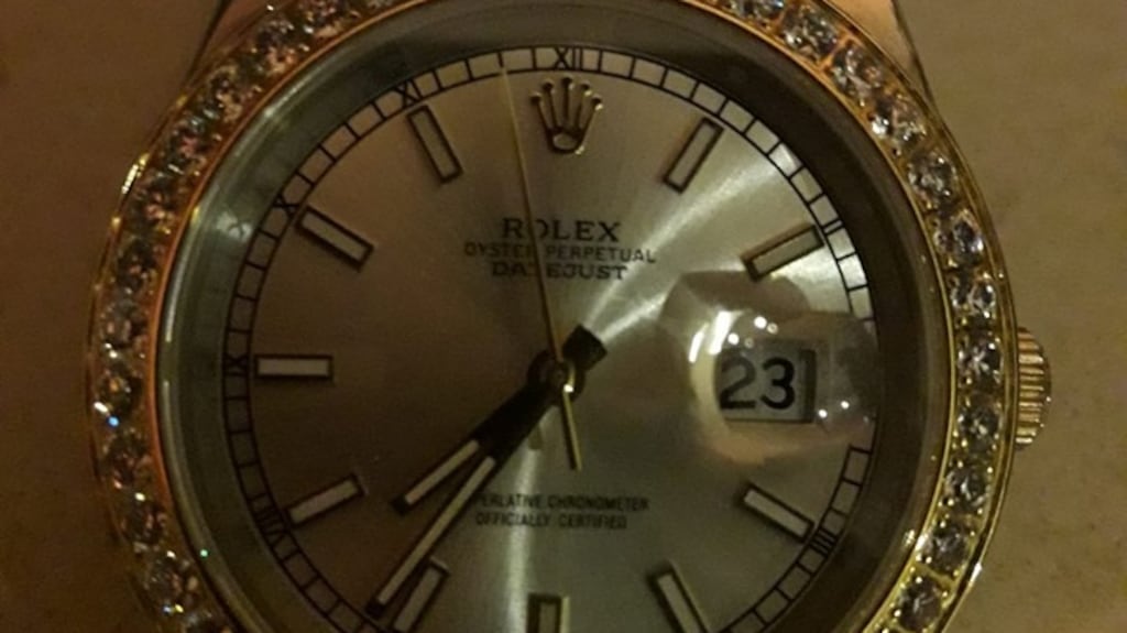 A Rolex watch that  was seized in raids by the Criminal Assets Bureau.