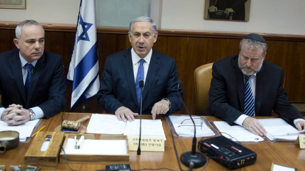 Israeli prime minister Benjamin Netanyahu (centre) has called on European Jews to move to Israel following recent attacks. Photograph: Abir Sultan/pool/EPA