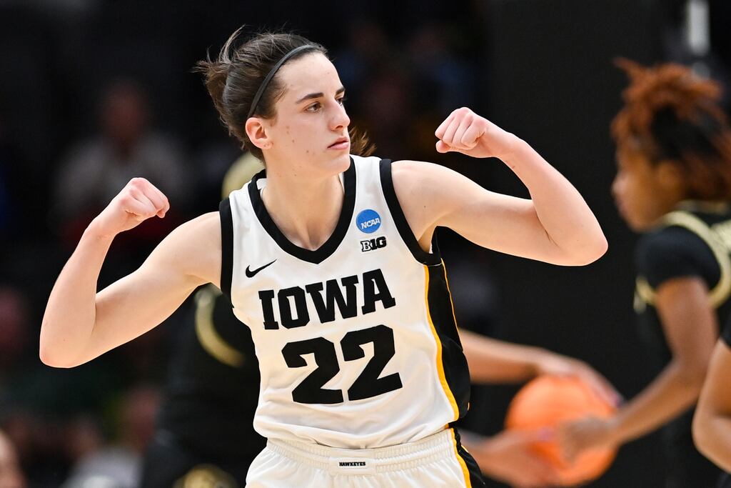 Caitlin Clark of the Iowa Hawkeyes in action against the Colorado Buffaloes at Climate Pledge Arena in Seattle, Washington in March 2023. Photograph: Alika Jenner/Getty Images
