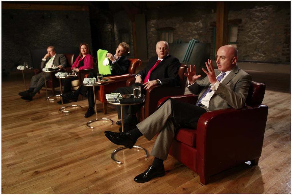 Niall O'Farrell, right, with other former Dragon's Den entrepreneurs Gavin Duffy, Norah Casey Sean O'Sullivan and Bobby Kerr, in 2012. Photograph: Brenda Fitzsimons