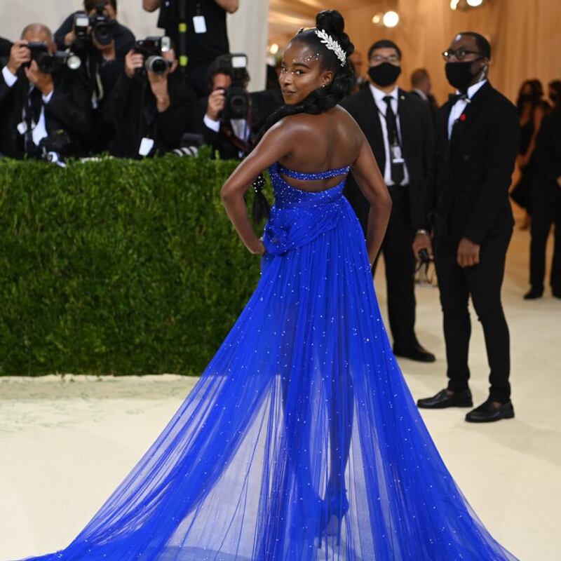Amanda Gorman at the Metropolitan Museum of Art's Costume Institute benefit gala in New York, Sept. 13, 2021. (Nina Westervelt/The New York Times)
