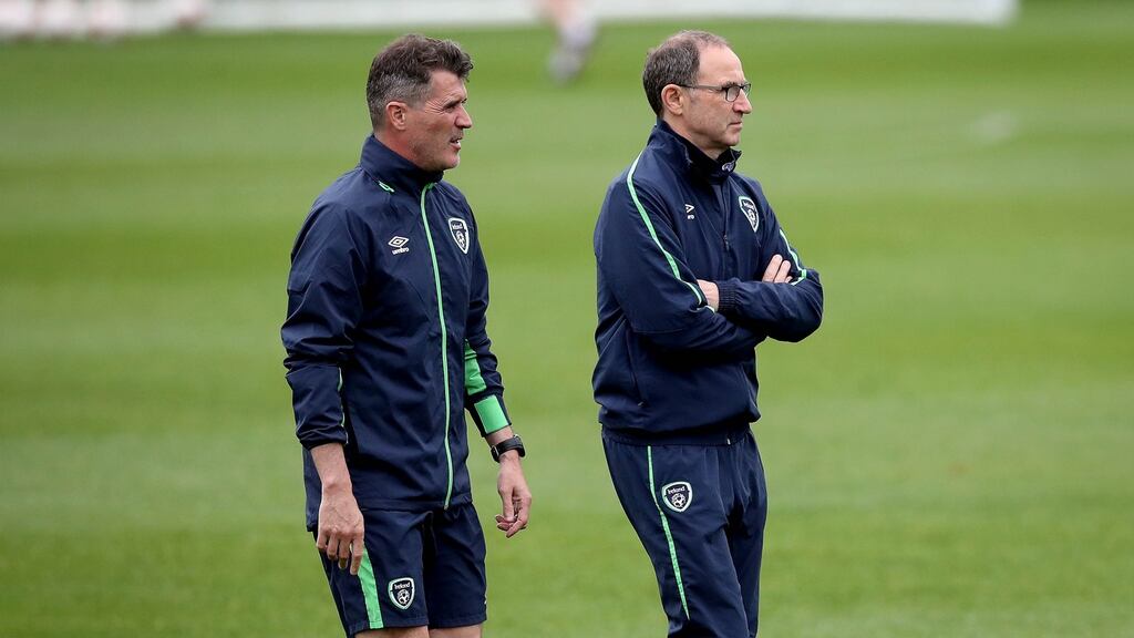 Martin O’Neill and Roy Keane during Ireland training at New York Red Bulls Training Facility, New York, USA. Photo: Ryan Byrne/Inpho
