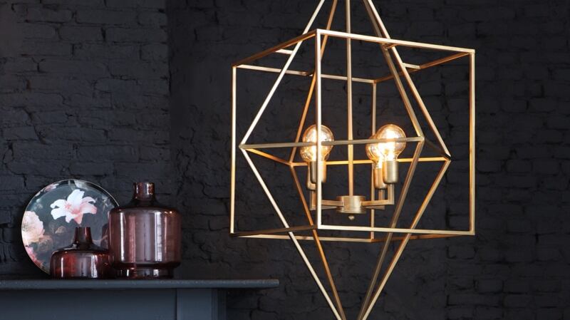 A new pendant can switch up the look of a room in the time it takes to hang it and the Drizella, pictured, which also comes in black, will add lustre as well as illumination
