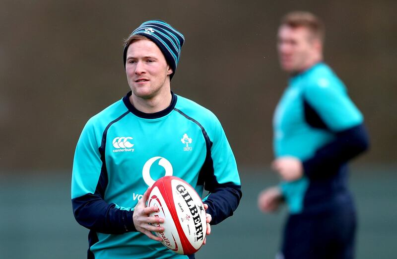 Kieran Marmion takes part in an Ireland squad training session at  Carton House on March 14th. Photograph: James Crombie/Inpho