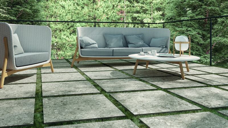 Stones on grass from tiles.ie