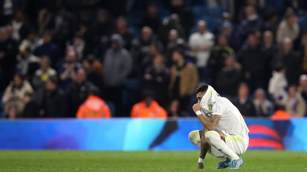 Leeds were beaten resoundingly at home by Aston Villa. Photograph:  George Wood/Getty Images