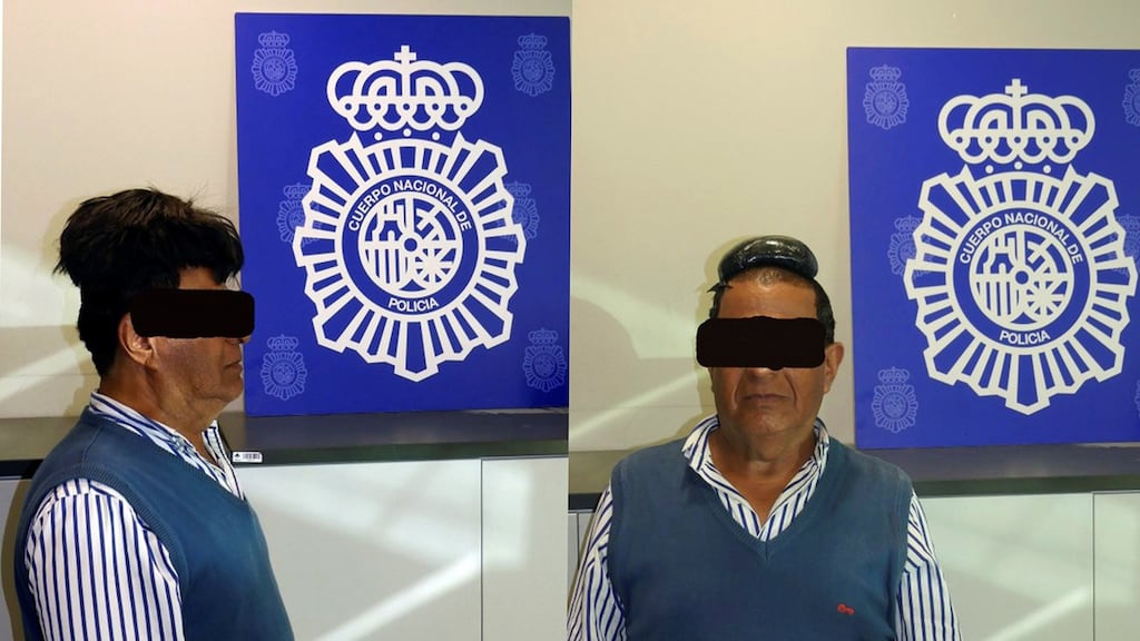 This man was detained at Barcelona’s El Prat airport allegedly carrying 500g of cocaine hidden under a wig. Photograph: Spanish National Police.