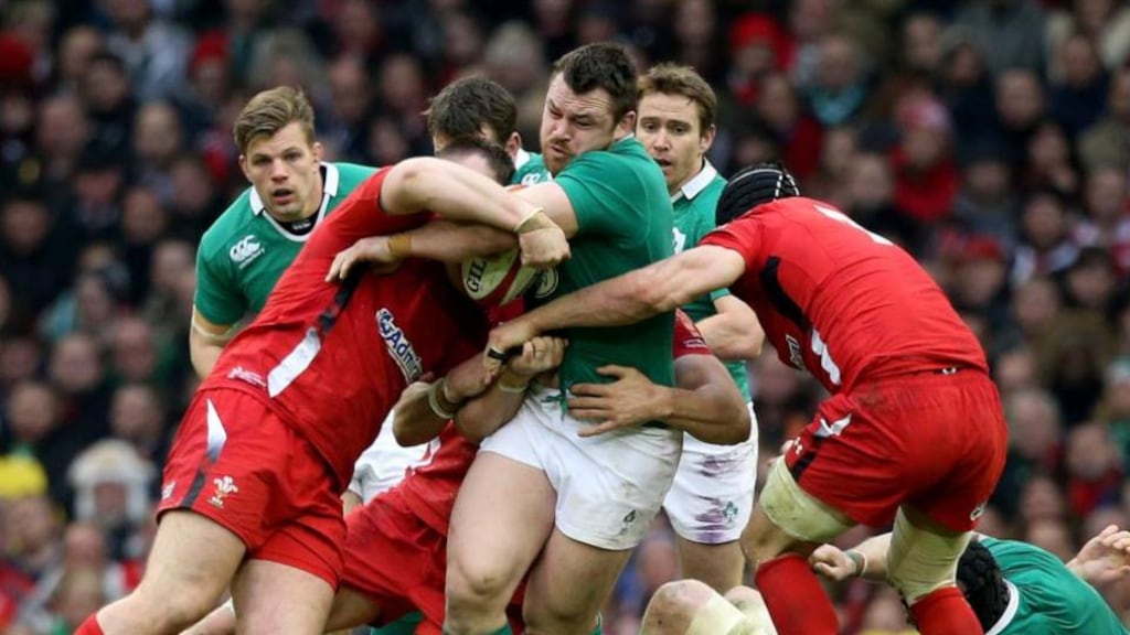 Ireland’s Cian Healy is tackled by Aaron Jarvis of Wales at the Millennium Stadium, Cardiff. Greg Feek has been stressing that Cian Healy has been “chomping at the bit”. Photograph: Dan Sheridan/Inpho