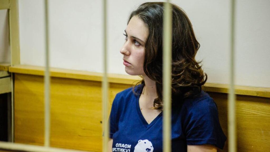 Alex Harris, who was arrested by the Russian authorities during a Greenpeace protest against drilling in the Arctic, has been granted bail. Photograph: EPA