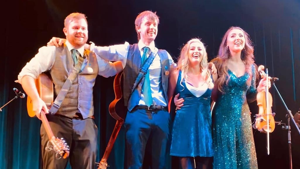 Irish trad band Emerald Tide who were stranded on board the Ruby Princess cruise ship in Australia. Photograph: Facebook