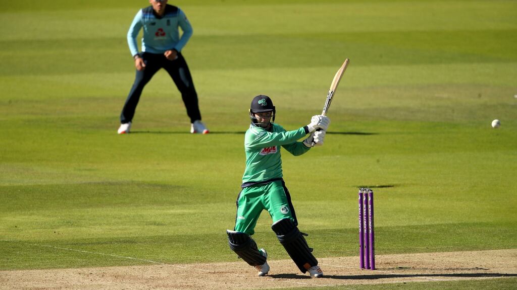 Ireland’s Curtis Campher bats during the First One Day International against England at the Ageas Bowl, Southampton. Photo: Adam Davy/NMC Pool/PA Wire