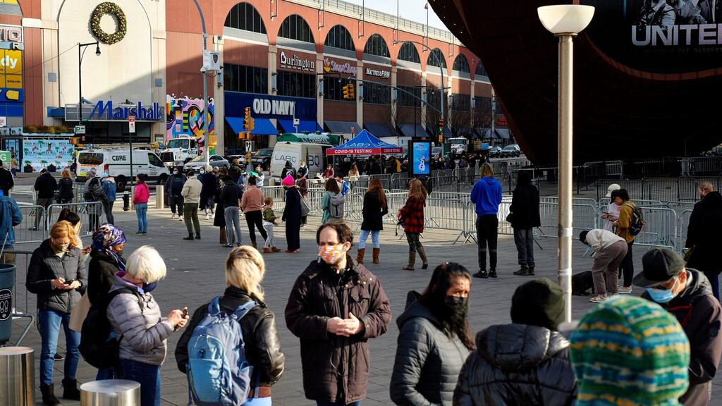 People wait in line for Covid-19 tests in Brooklyn, New York,  on  December 17th. Photograph: Gabby Jones/New York Times