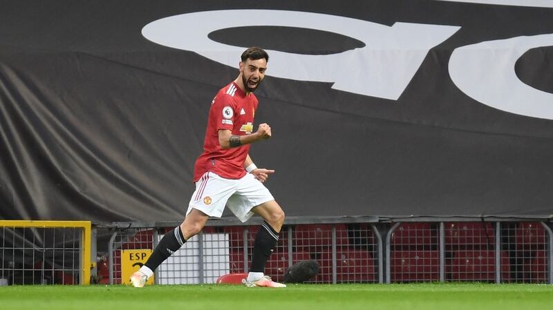 Bruno Fernandes gave United the lead. Photo: Michael Regan/EPA