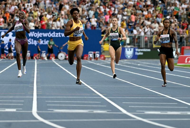 Rhasidat Adeleke running in the Diamond League in Poland. Photograph: Sergei Gapon/Getty