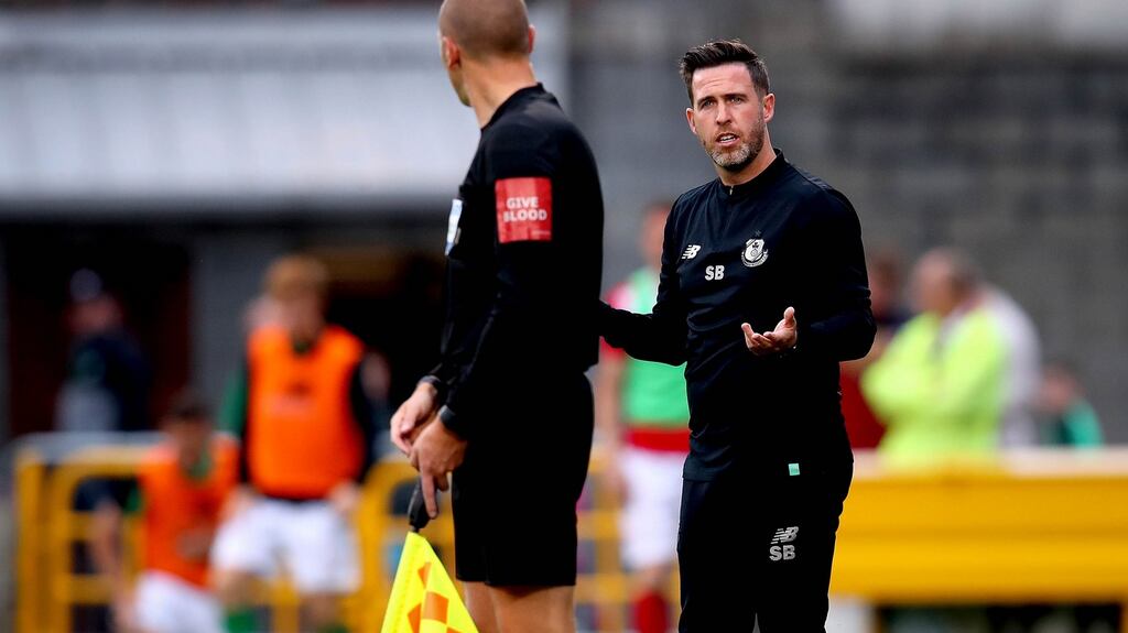 Stephen Bradley: “We still have to go and win this game. There’s no other way of approaching it and they’ll obviously think the same.” Photograph: Ryan Byrne/Inpho