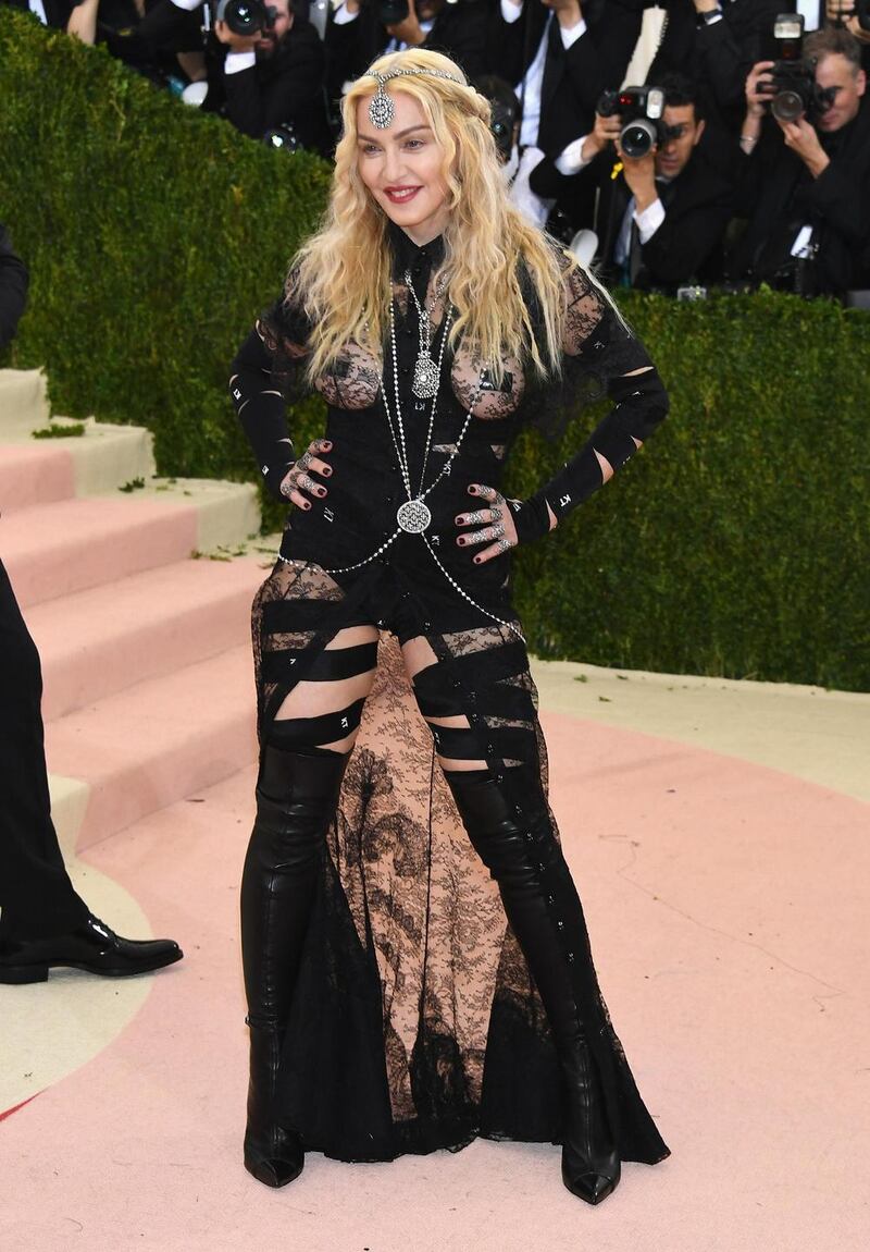 Madonna in her  Givenchy ensemble from 2016. Photograph: Larry Busacca/ Getty Images