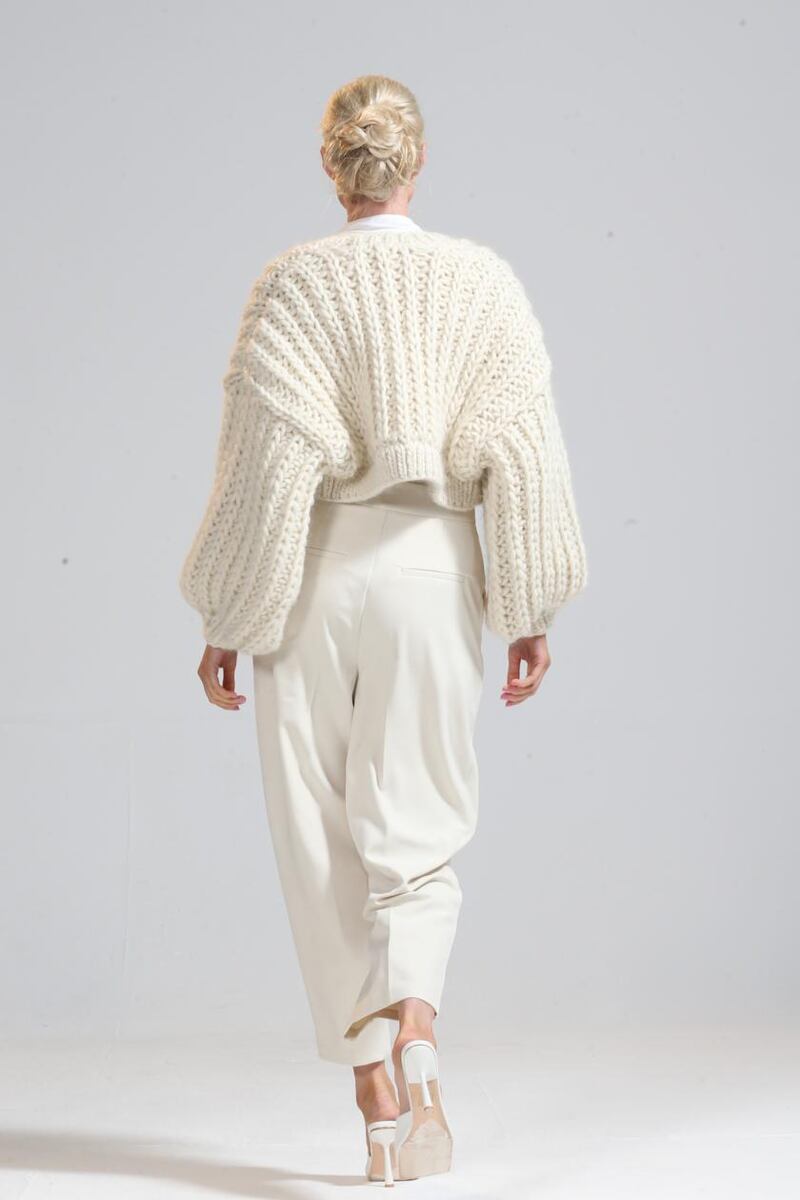 Ivory wool handknit Ballintra cardigan, €425, from Gabrielle Malone