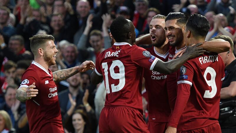 Emre Can celebrates his team’s first goal against Hoffenheim. Photograph: Getty Images