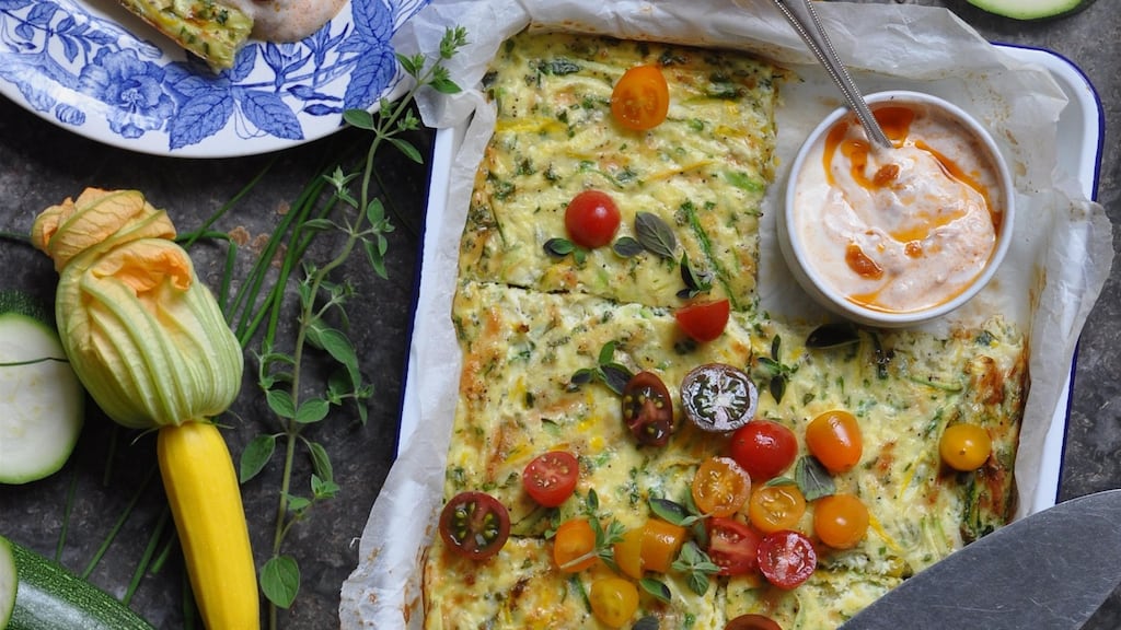 Lilly Higgins’ courgette frittata with harissa yogurt