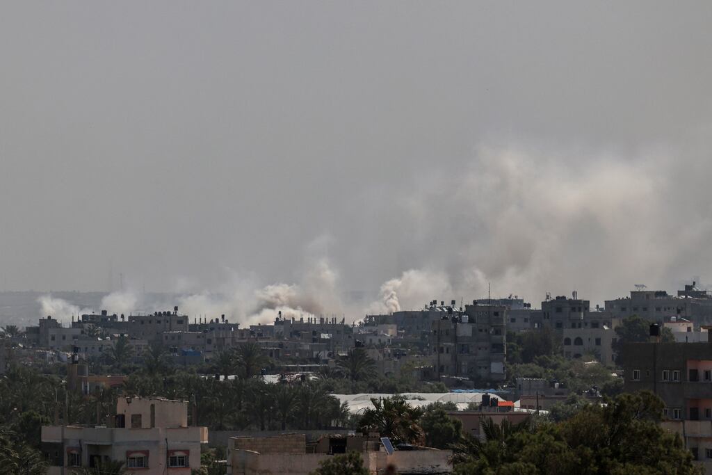 Smoke billows following Israeli bombardment in Nuseirat, central Gaza, on April 12th. Photograph: AFP via Getty