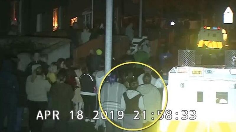 The PSNI released CCTV footage of the Derry riots in which Lyra McKee can be seen circled.