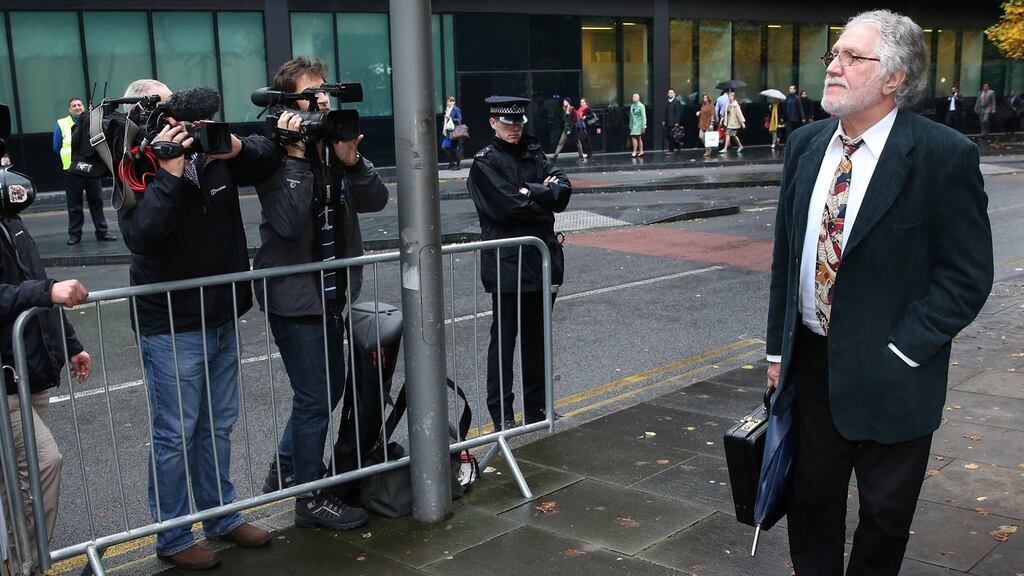 Former disc jockey Dave Lee Travis arrives at Southwark Crown Court  in London, England. Photograph: Peter Macdiarmid/Getty Images