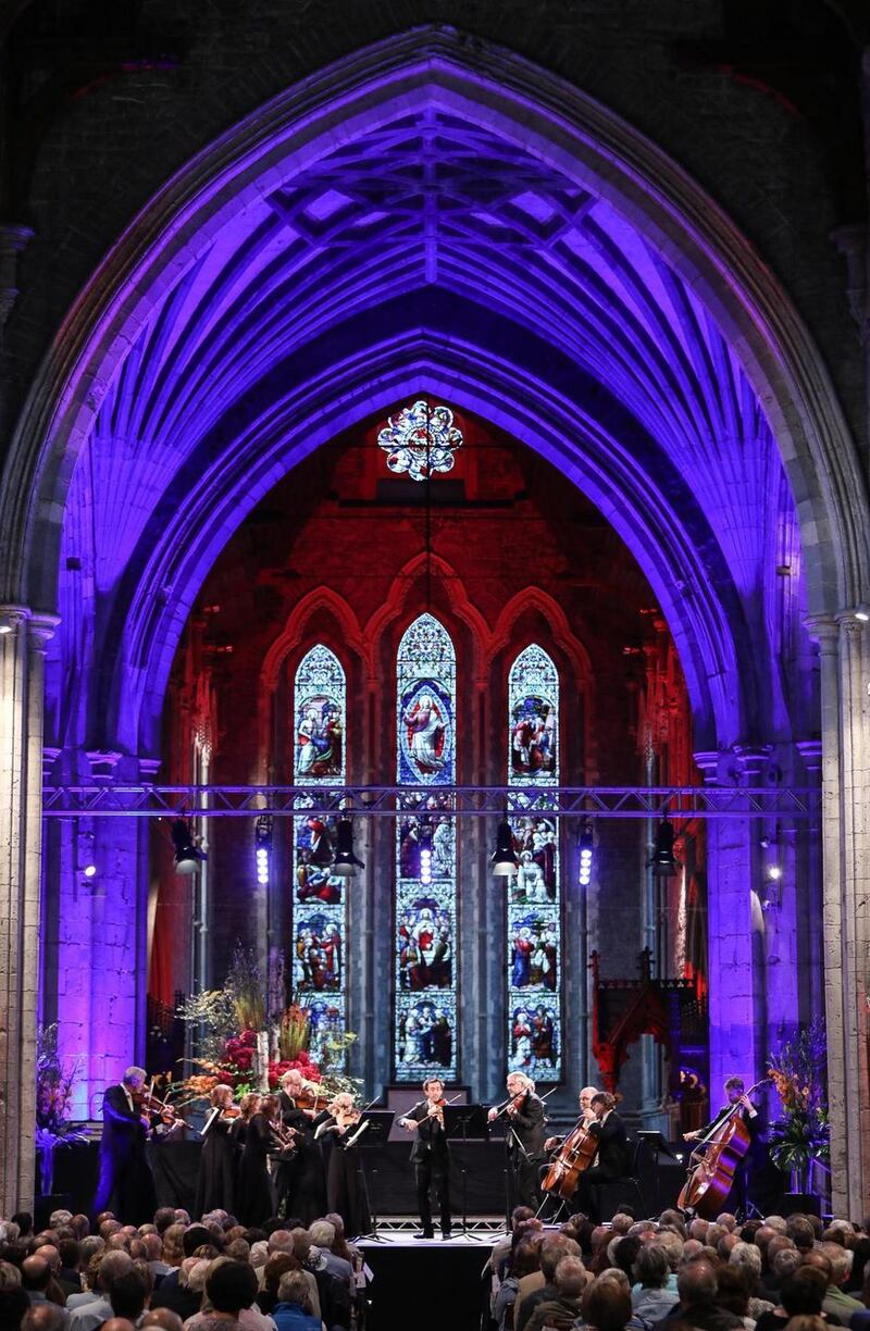 Irish Chamber Orchestra, directed by Katherine Hunka, performing Schubert’s ‘Death and the Maiden’ at St Canice’s Cathedral. Photograph: John Kelly