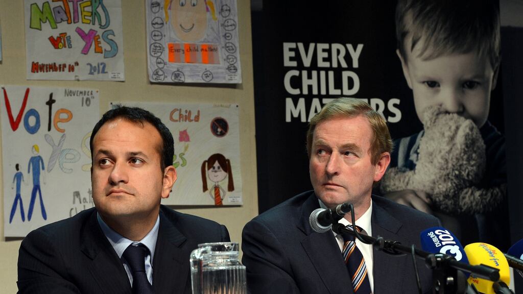 Minister for Health Leo Varadkar (left) has strongly backed the leadership of Taoiseach Enda Kenny (right) despite accepting that Fine Gael was resoundingly defeated in the general election. Photograph: Brenda Fitzsimons/The Irish Times.