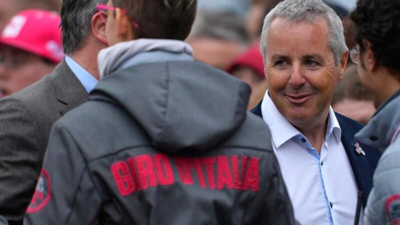 Stephen Roche in 2014 at the start of that year’s  Giro dItalia in Belfast. Photograph: Russell Pritchard/Presseye/Inpho