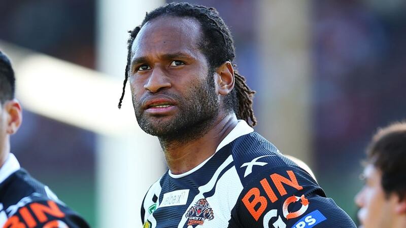 Lote Tuqiri of the Tigers looks on during the round 24 NRL match between the St George Illawarra Dragons and the Wests Tigers at Sydney Cricket Ground. Photograph:  Brendon Thorne/Getty Images