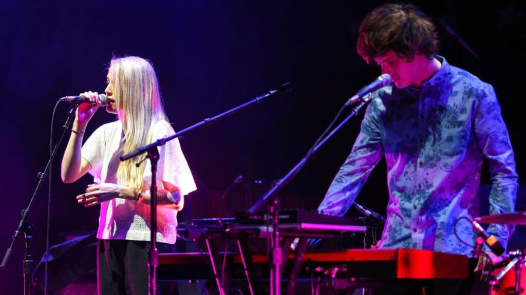 Hannah Reid and Dominic “Dot” Major of London Grammar. Photograph: Imeh Akpanudosen/Getty Images