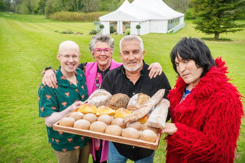 The Great British Bake Off: Matt Lucas, Paul Hollywood, Prue Leith and Noel Fielding return to the tent today. Photograph: Mark Bourdillon/Channel 4