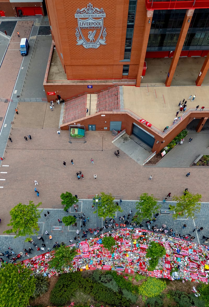 Tributes at Anfield Stadium. Photograph: Peter Byrne/PA Wire