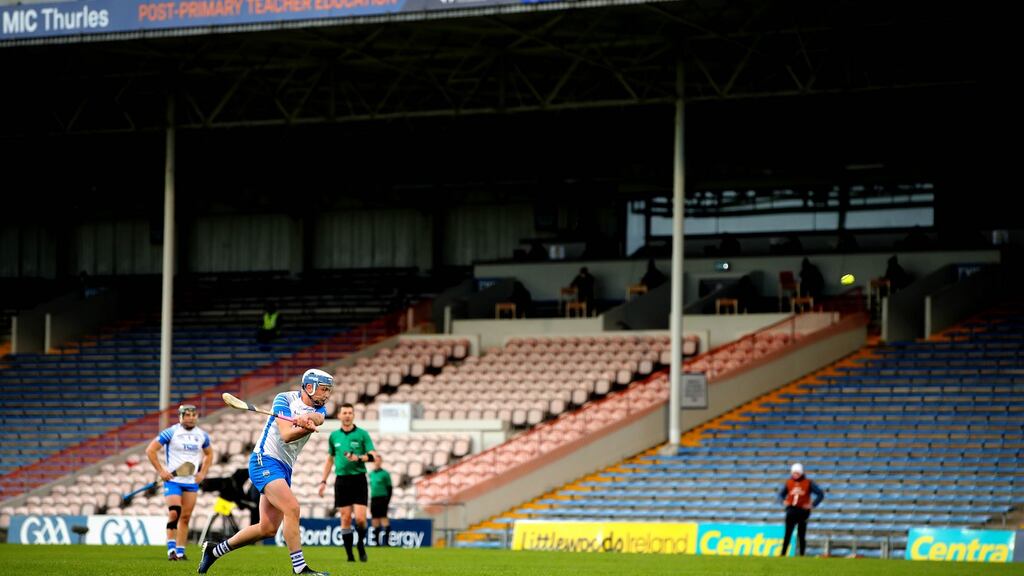 Waterford’s Stephen Bennett scores a free during the Munster SHC win over Cork. Photo: Ryan Byrne/Inpho