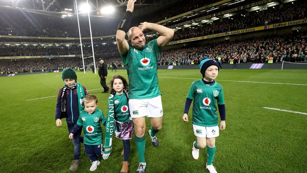 Rory Best with family after Ireland’s win over the All Blacks in Dublin. Photograph: Dan Sheridan/Inpho