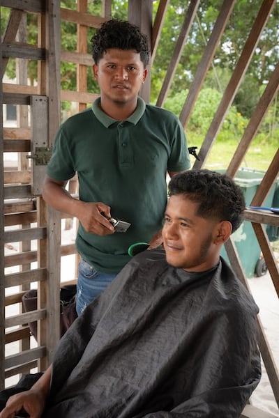 Scelon, a 25-year-old barber in Waiakabra, Guyana. Photograph: Joseph O'Connor