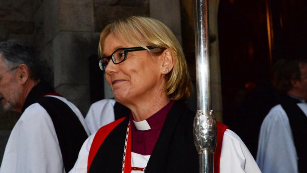 Right Rev Pat Storey after her ordination and consecration as Bishop of Meath & Kildare at Christ Church in Dublin today. Photograph: Cyril Byrne/Irish Times