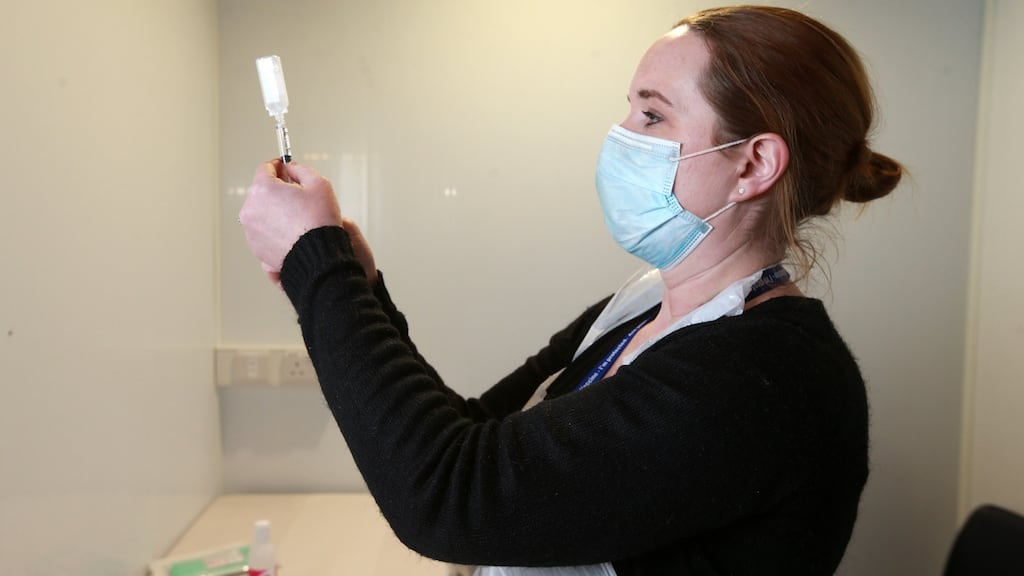 Vaccinator Niamh Donohoe at the DCU mass vaccination centre.