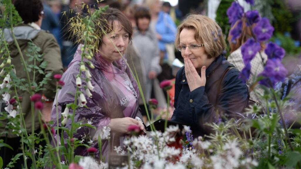 Connie Danaher, Killimer, Co Clare and Mary Lumbroso, Nenagh, Co.Tipperary at the opening day of Bloom Graden Festival, in the Phoenix Park, Dublin.