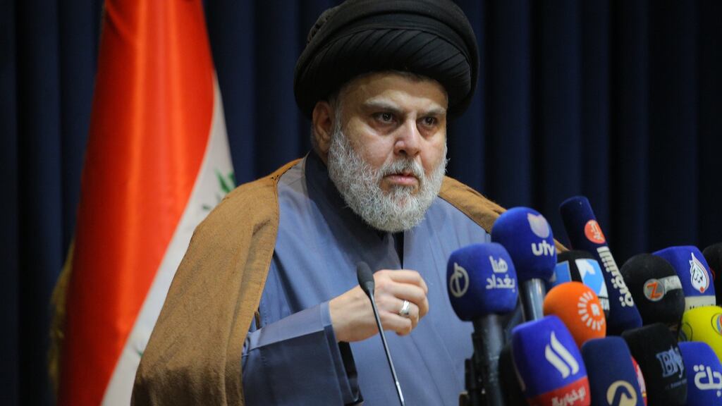 Reformist Shia cleric Muqtada al-Sadr intends to split the Shia bloc, which had dominated Iraqi politics since the 2003 US occupation. Photograph: Karar Essa/Anadolu Agency via Getty Images