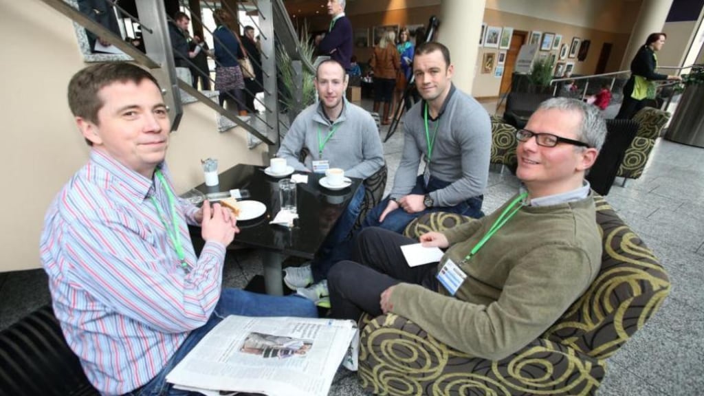 Barry Hazel, Martin McMullin, Andrew Phelan and Fergal Greene at a recent ASTI convention: Mr Phelan says he hopes to play a more central role in influencing the union’s policies. Photograph Patrick Browne
