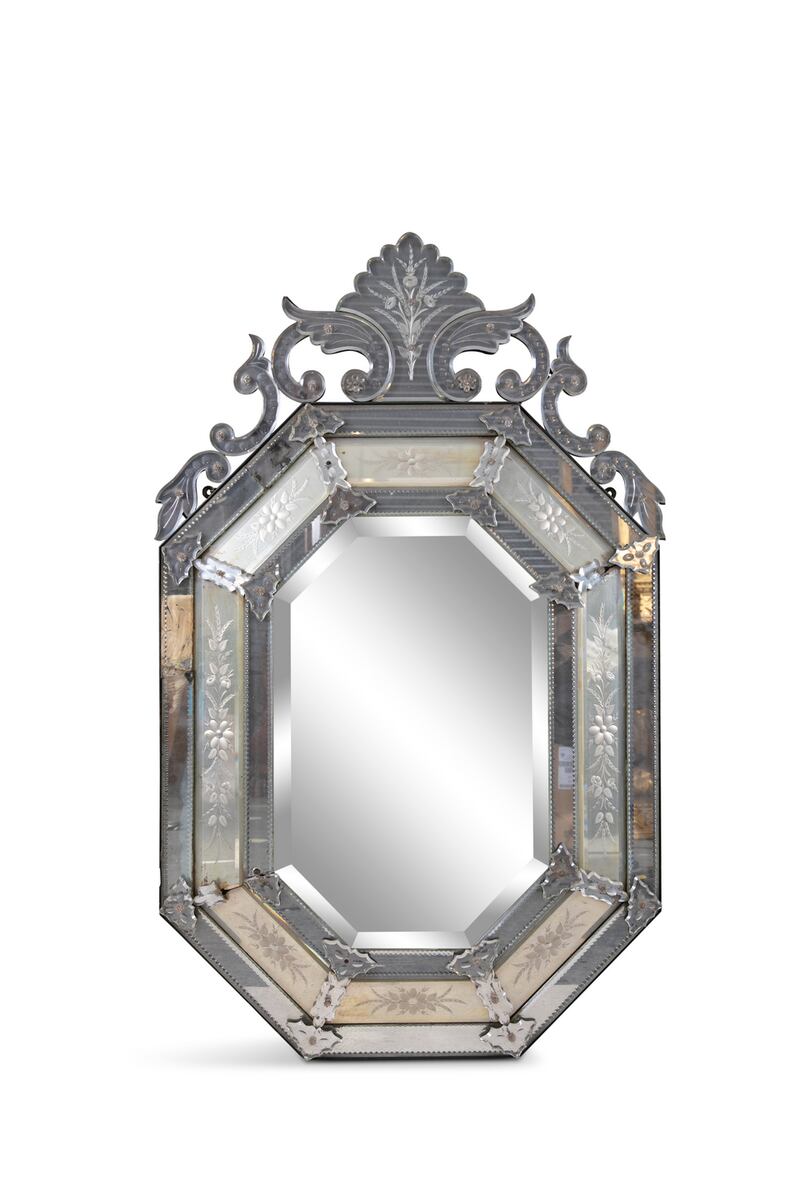 Lot 407: 19th century Venetian engraved glass mirror €300–€500, Adam’s