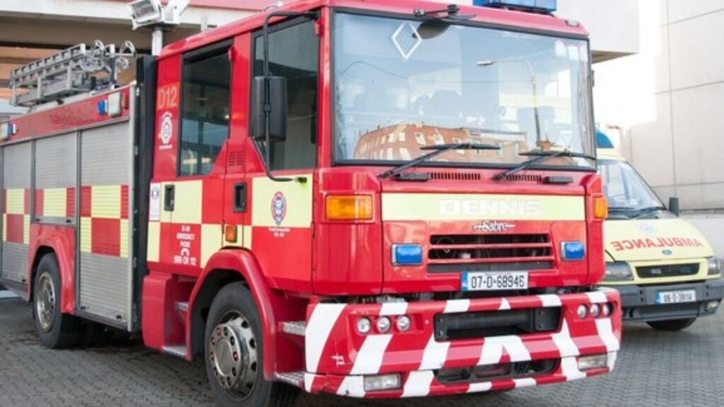 A man suffered serious head injuries after he apparently fell through a roof in Dublin. Photograph: Dublin Fire Brigade via Twitter