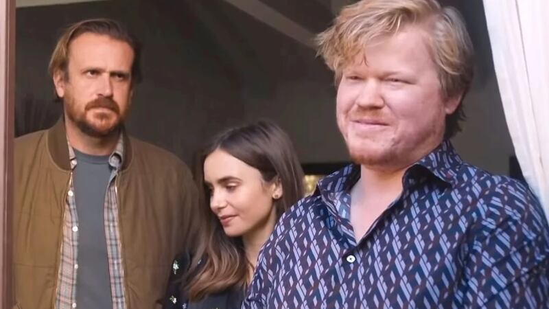 Jason Segal, Lily Collins and Jesse Plemons in Windfall