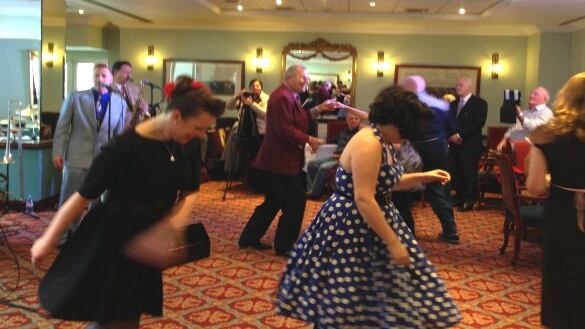 Dancing taking place at the event marking the opening of the Church of Scientology’s National Affairs Office in Dublin. Photograph: Emer Sugrue/The Irish Times
