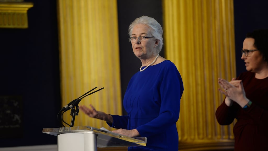 Dr Catherine Day, chair of the Citizens’ Assembly on Gender Equality, addressing the opening session at Dublin Castle. Photograph: Alan Betson