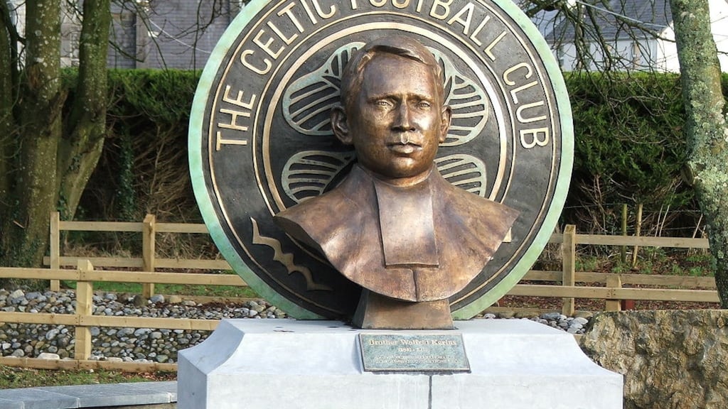 Commemorative bronze bust and sculpture of Brother Walfrid in his birthplace of Ballymote, Co Sligo