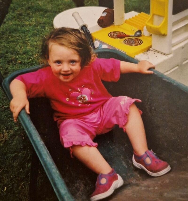 Rebecca Hegarty, aged 2, in her grandmother's back garden in Rush, Co Dublin