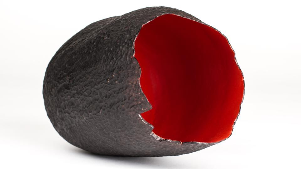 E.7.E.11 (2015), ebonised and textured oak with deep red lacquer